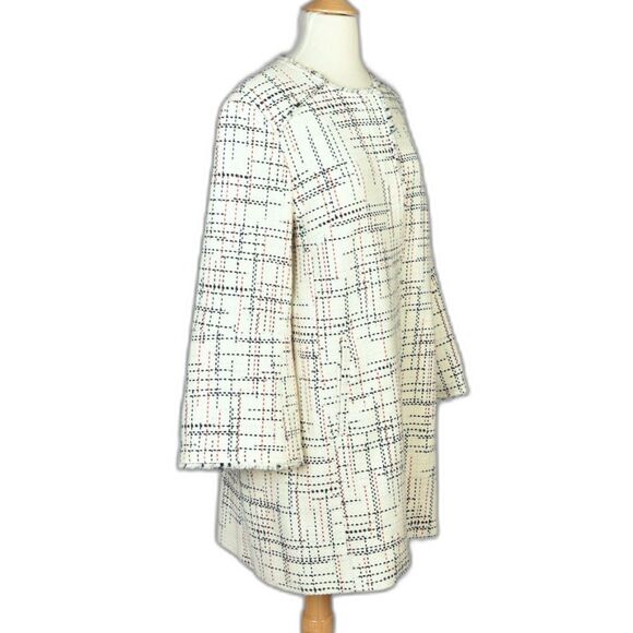 Banana Republic White Tweed Jacket w / Red Black Graphic Print Size L - Picture 3 of 6